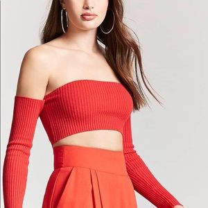 Red Off-the -shoulder Crop Top